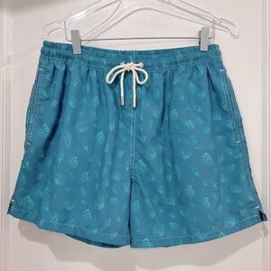 NWT Blue Coast Yachting Medium swim trunk Teal shell print